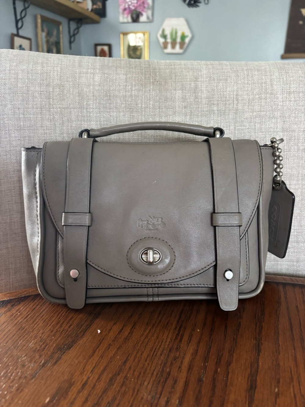 Coach bleecker mini Brooklyn messenger handbag gray